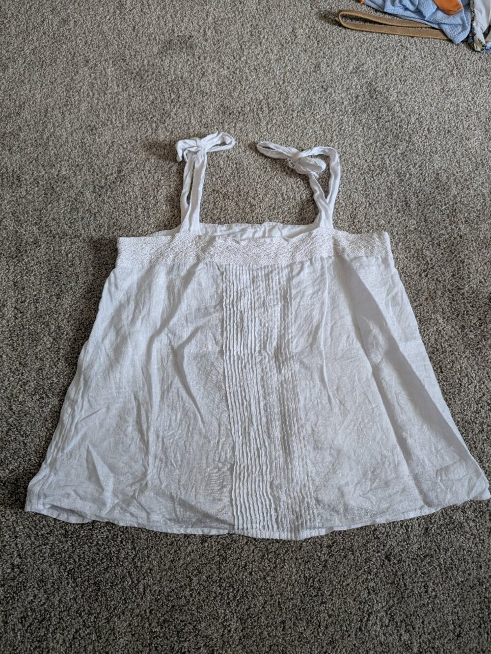 White Linen Babydoll Top 100% Linen white square shift top with adjustable tie s